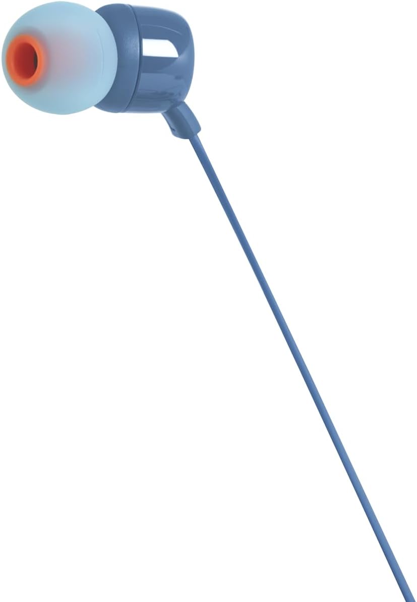 JBL T110 Wired In-Ear Headphones with JBL Pure Bass Sound, in Blue Blue Blue
