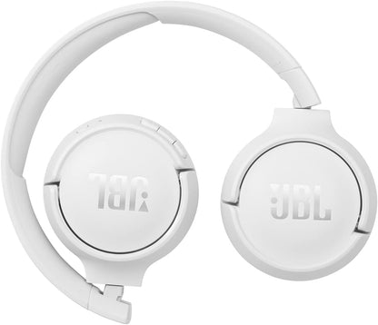 JBL TUNE 510BT – Auriculares inalámbricos on-ear con tecnología Bluetooth, ligeros, cómodos y plegables, hasta 40h de batería, Siri y Asistente de Google, con conexión multipunto, blanco
