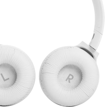 JBL TUNE 510BT – Auriculares inalámbricos on-ear con tecnología Bluetooth, ligeros, cómodos y plegables, hasta 40h de batería, Siri y Asistente de Google, con conexión multipunto, blanco
