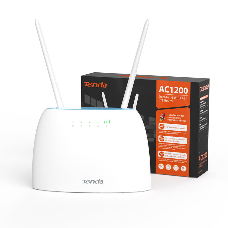 Tenda 4G09 AC1200 4G+Cat6 Router Mobile Wi-Fi Router Dual Band,4G/3G Network SIM Slot Unlocked,No Configuration required,Up to 64 Devices Connectivity,2 Gigabit Ports, Data Traffic Monitoring, UK Plug 4G09 CAT6,AC1200 4G+