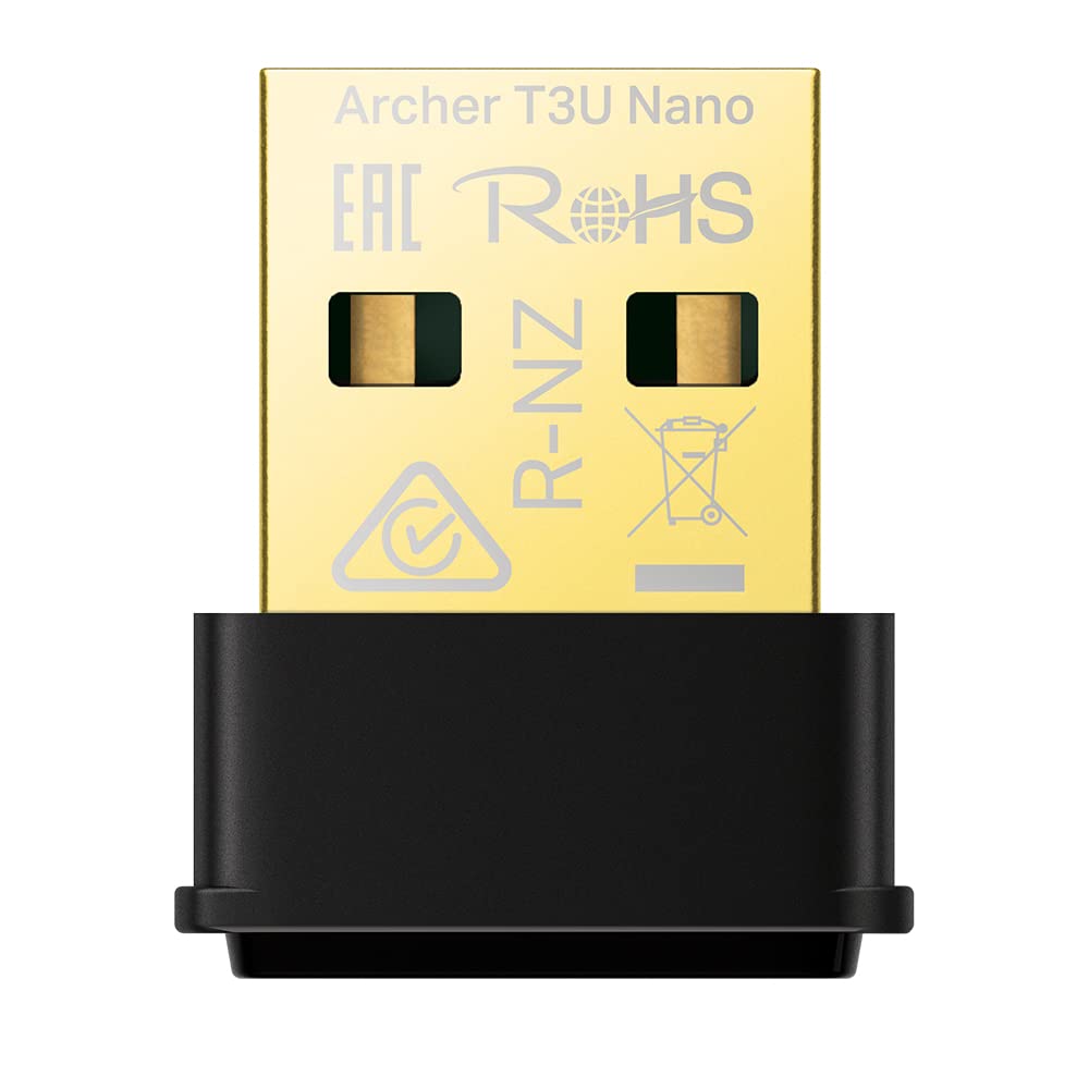 TP-Link Archer T3U Nano USB Network Card Adapter, Wireless Dual-Band WiFi AC1300Mbps, Nano Size, USB 2.0, MU-MIMO, Windows Support, Mac OS X