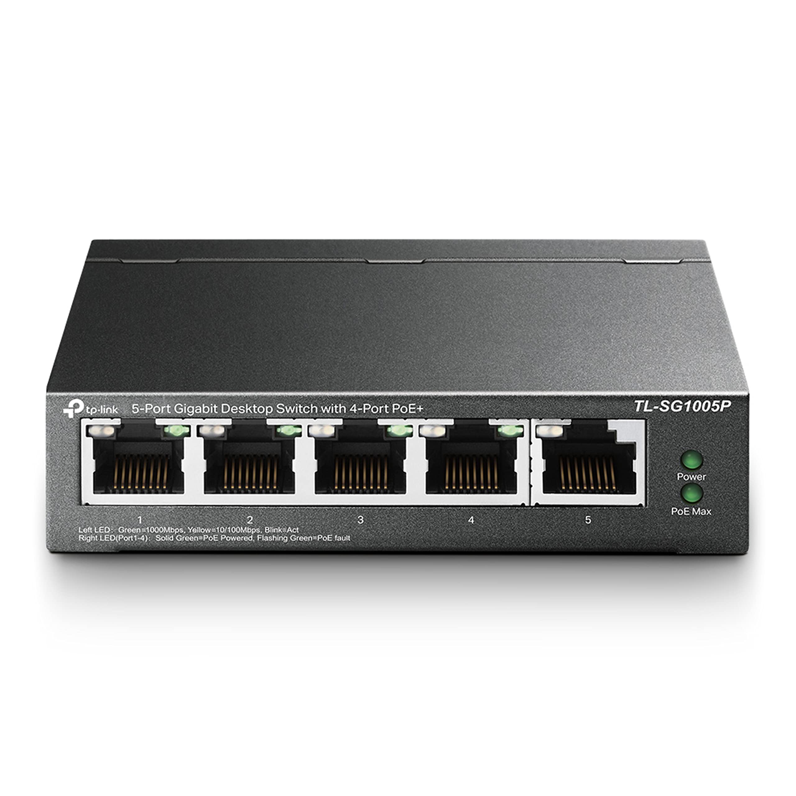 TP-Link 5 Port Gigabit PoE Switch | 4 Port PoE 56W | 802.3af Compliant Shielded Ports | Traffic Optimization | Plug and Play | Sturdy Metal (TL-SG1005P