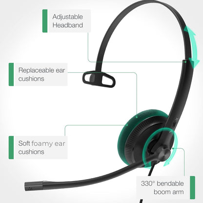 Yealink UH34 USB Headset with Noise Cancelling Mic, Work Headset for PC, Teams Certified Headphones for VoIP Phone Softphone, In Line Control