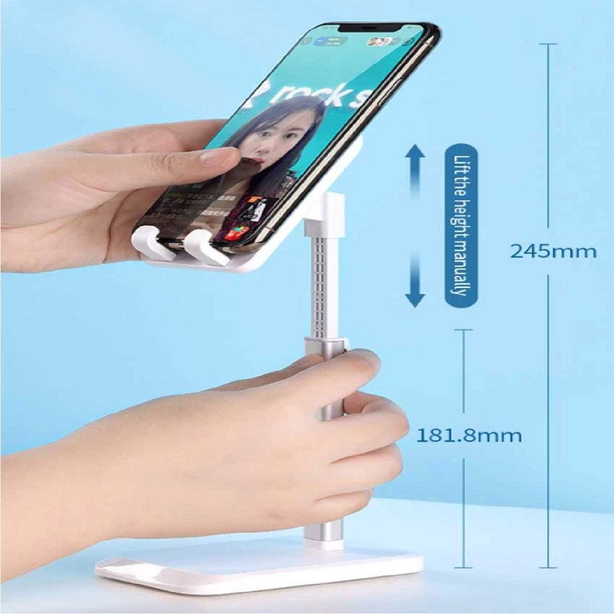 ROCK Supporto per Smartphone e Tablet da Tavolo Desktobp Stand Allungabile Compatto Compatibile con la Maggior Parte degli Smartphone e Tablet (White