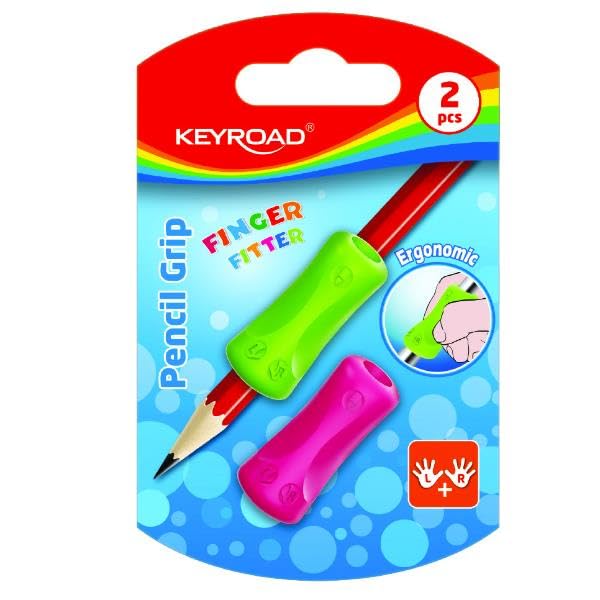 Keyroad KR971539 Soft Pen Grip TPR 16 x 17 x 37 mm Pack of 2 / Blister Card Multi-Coloured