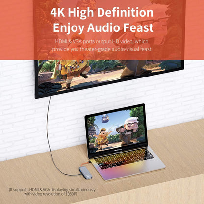 Rock-Hub Usb C Ad Hdmi/Vga 10 In 1