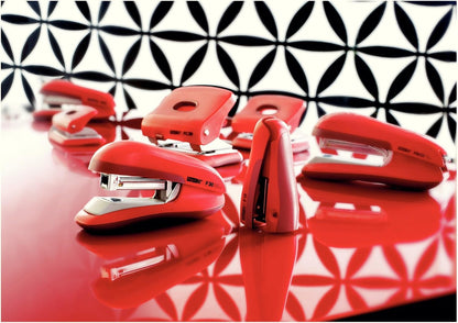 Rapid Fashion FC20 2 Hole Punch, Punches up to 20 Sheets, Adjustable Guide Bar, Ergonomic Design, Red, 23256402