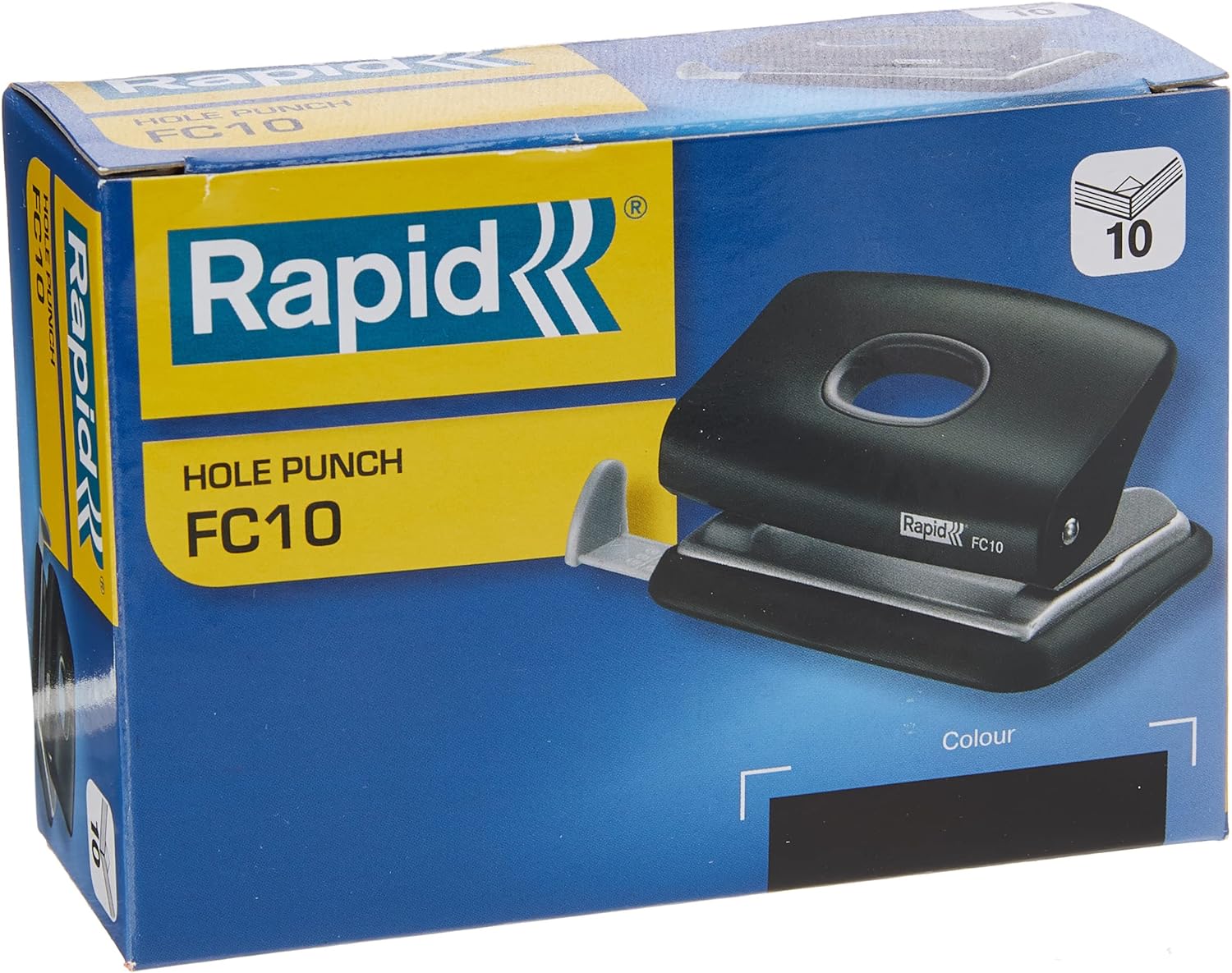 Rapid Esselte Leitz FC10 23638501 - Perforadora manual de papel (hasta 10 páginas), color negro