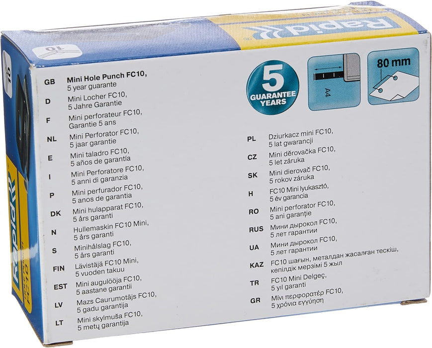 Rapid Esselte Leitz FC10 23638501 - Perforadora manual de papel (hasta 10 páginas), color negro