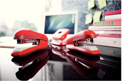 Rapid Fashion FC30 Strong 2 Hole Punch, Punches up to 30 Sheets, Adjustable Guide Bar, Ergonomic Design, Red, 23639403