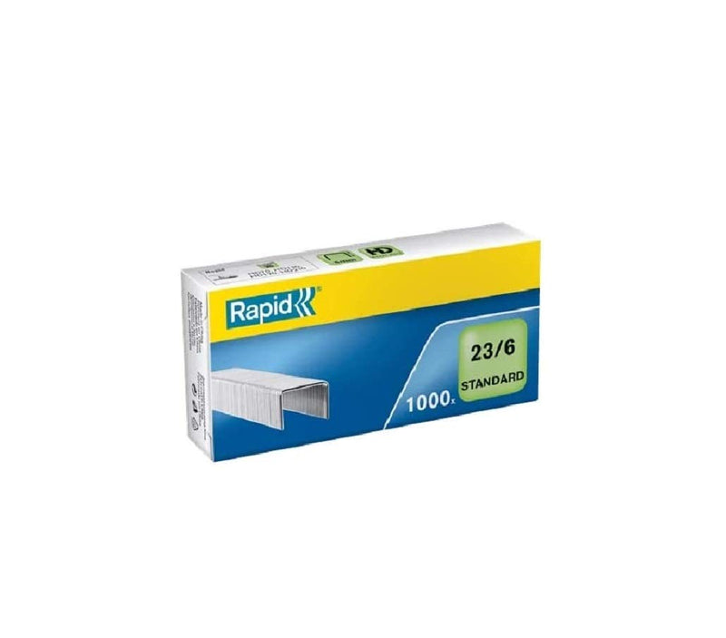 Rapid 23/6mm Standard Staples, For Stapling up to 20 Sheets, Use with Heavy Duty Staplers, Galvanised Wire, Box of 1000, 24869100