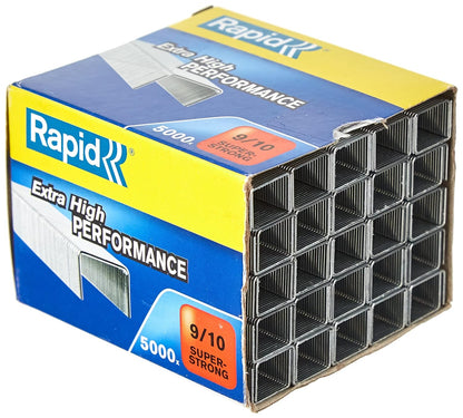 Rapid 9/10mm Super Strong Staples, For Stapling 40-70 Sheets, Use with Heavy Duty Staplers, Galvanised Wire, Box of 5000, 24871200