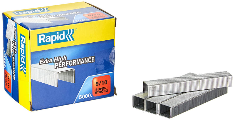 Rapid 9/10mm Super Strong Staples, For Stapling 40-70 Sheets, Use with Heavy Duty Staplers, Galvanised Wire, Box of 5000, 24871200