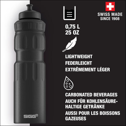 SIGG - Aluminum Sports Water Bottle - WMB Sports - With 3-Stage Sports Cap - Climate Neutral Certified - Leakproof & Lightweight - BPA Free - 0.75L