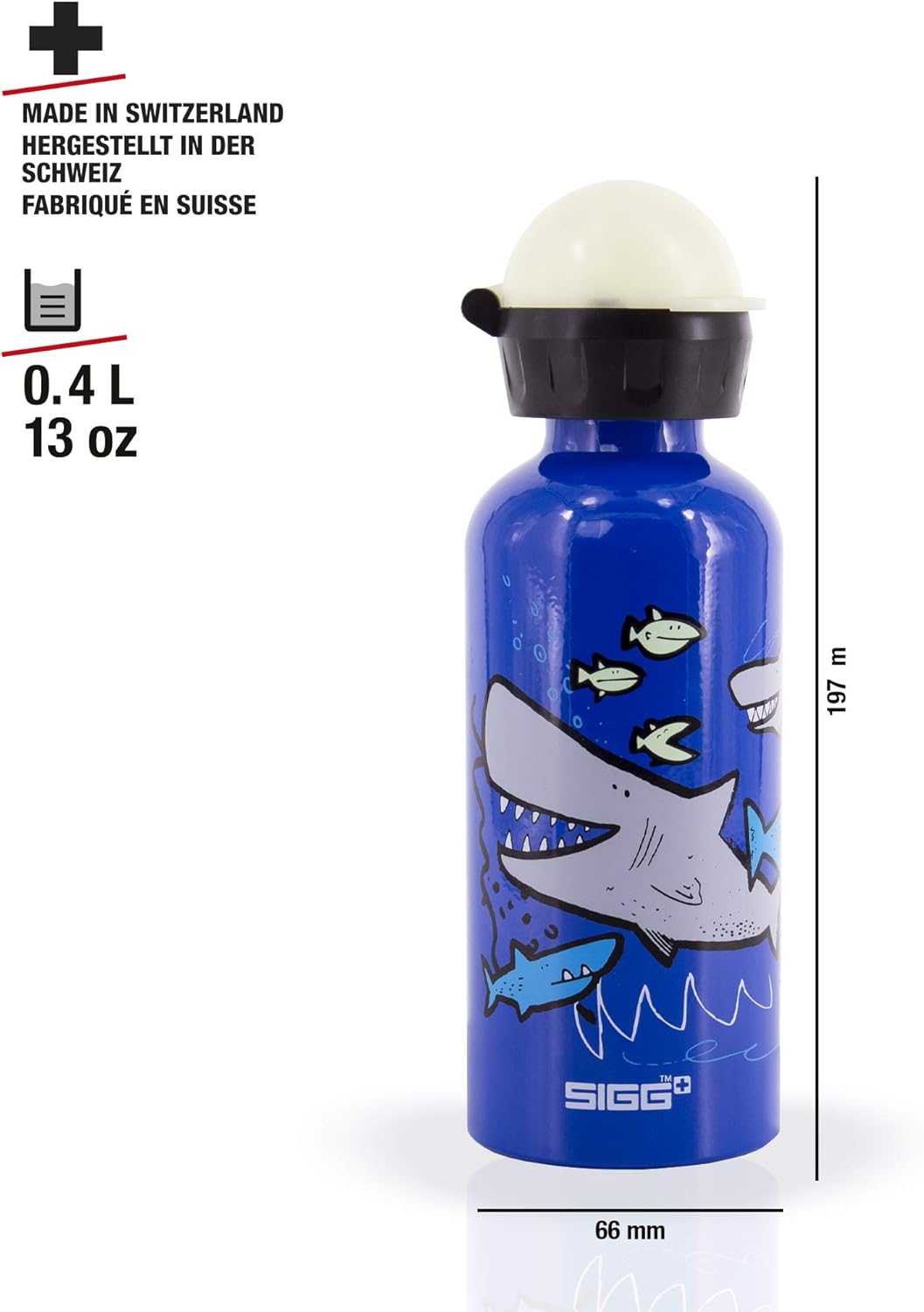 SIGG - Borraccia Bambini In Alluminio - KBT - Ermetica - Leggera - Senza BPA- Certificata Climate Neutral - 0,4L Glow Sharkies