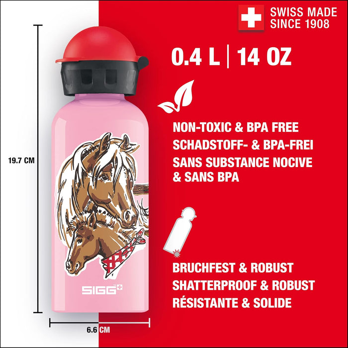 SIGG - Aluminium Kids Water Bottle - KBT - Leakproof - Lightweight - BPA Free - Climate Neutral Certified - 0.4L 26 Let's Run