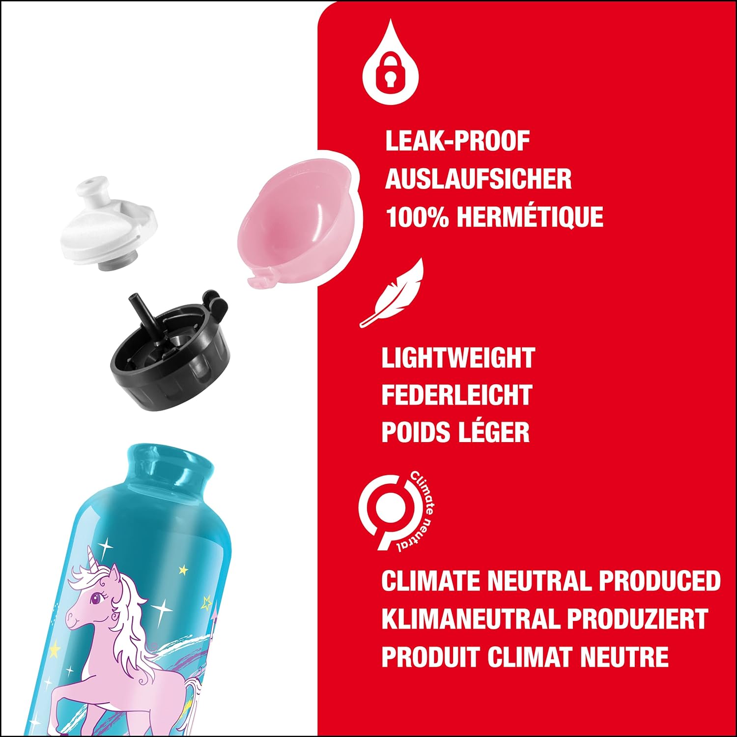 SIGG - Aluminium Kids Water Bottle - KBT Bella Unicorn - Leakproof - Lightweight - BPA Free - Climate Neutral Certified - Blue - 0.4L