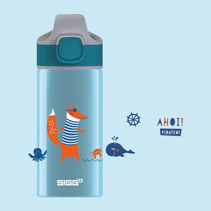SIGG - Aluminium Kids Water Bottle - With Straw - Leakproof - Lightweight - BPA Free - Climate Neutral Certified - School & Sports - 0.4L Fox