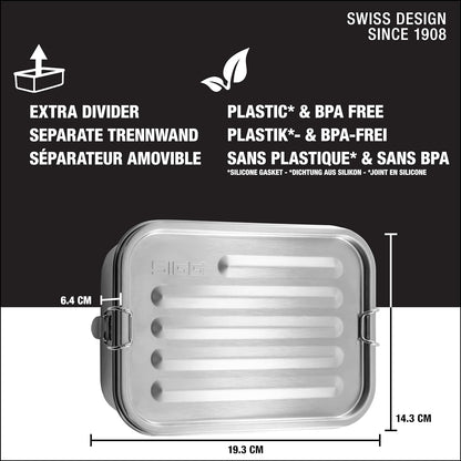 SIGG Gemstone Box Selenite Lunch Box, Stainless Steel Lunch Box with Leak-Proof Silicone Rim, Divided Lunch Box for Lunch and Leftovers