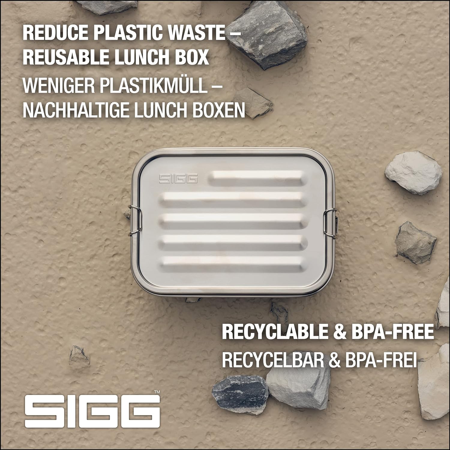 SIGG Gemstone Box Selenite Lunch Box, Stainless Steel Lunch Box with Leak-Proof Silicone Rim, Divided Lunch Box for Lunch and Leftovers