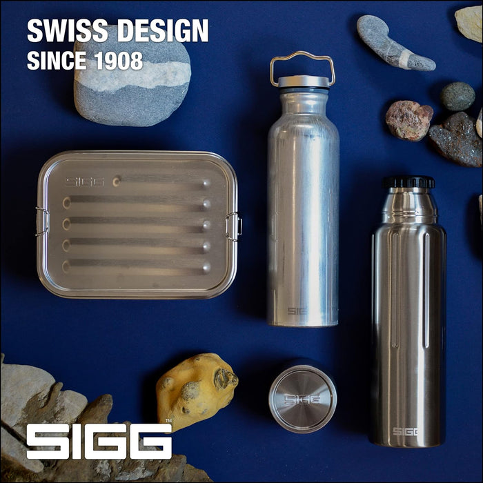 SIGG Gemstone Box Selenite Lunch Box, Stainless Steel Lunch Box with Leak-Proof Silicone Rim, Divided Lunch Box for Lunch and Leftovers