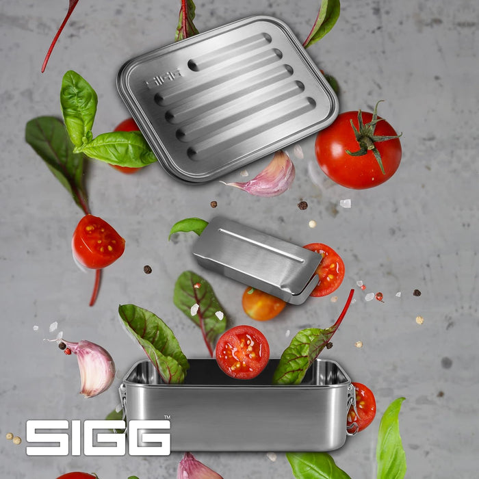 SIGG Gemstone Box Selenite Lunch Box, Stainless Steel Lunch Box with Leak-Proof Silicone Rim, Divided Lunch Box for Lunch and Leftovers
