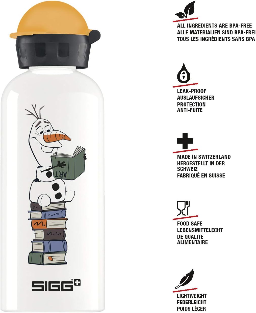 SIGG Olaf II Cantimplora infantil (0.4 L), botella para niños sin sustancias nocivas y con tapa hermética, cantimplora ligera de aluminio