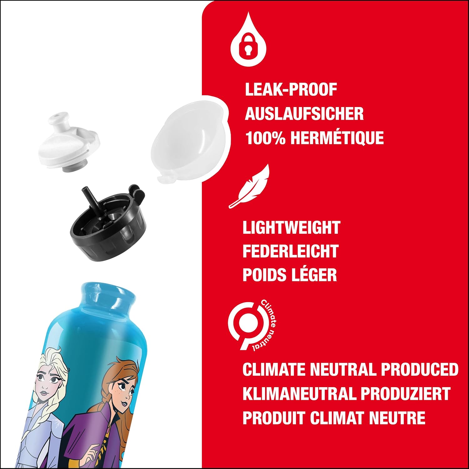 SIGG - Aluminium Kids Water Bottle - KBT - Leakproof - Lightweight - BPA Free - Climate Neutral Certified - 0.4L Anna & Elsa