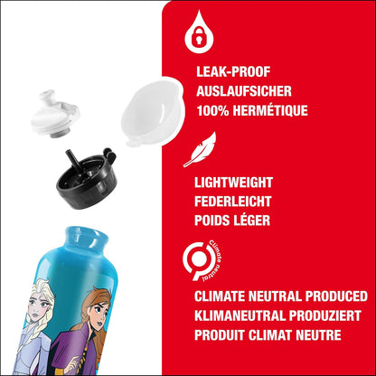 SIGG - Aluminium Kids Water Bottle - KBT - Leakproof - Lightweight - BPA Free - Climate Neutral Certified - 0.4L Anna & Elsa