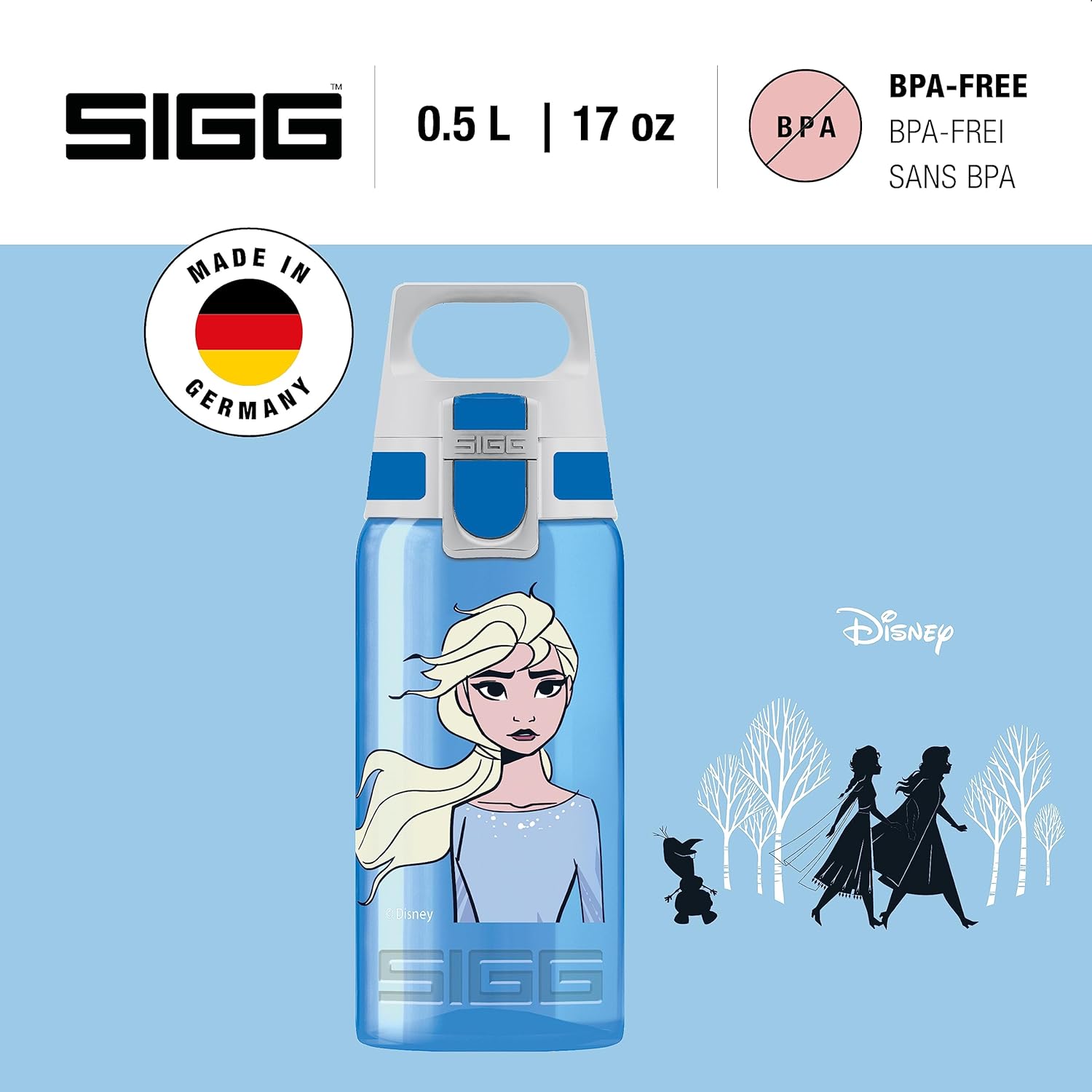Sigg - Kids - Viva One - Suitable For Carbonated Beverages - Leakproof - Dishwasher Safe - BPA Free - Sports & Bike - 0.5L 15 Elsa Ii Kids Bottle