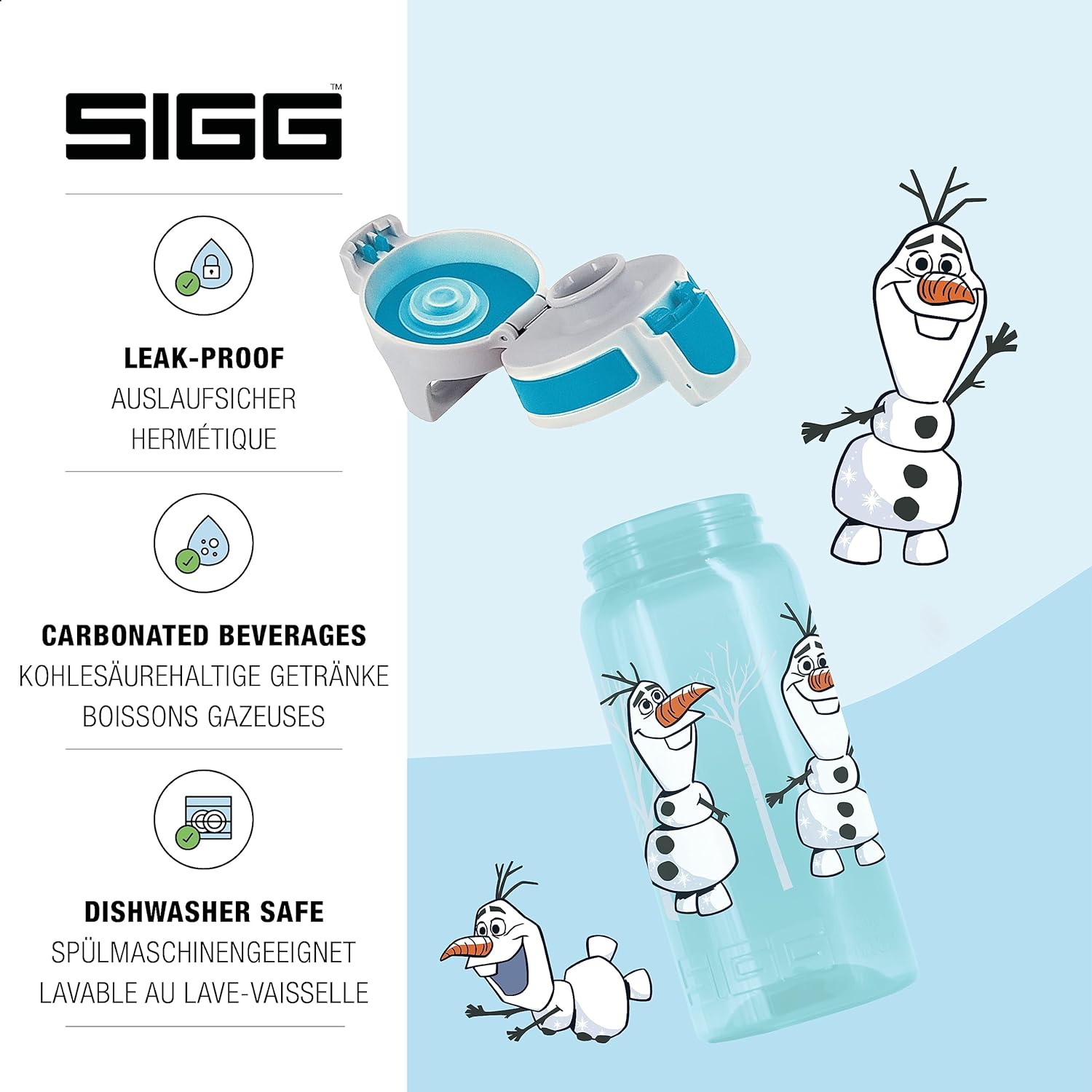 Sigg - Kids - Viva One - Suitable For Carbonated Beverages - Leakproof - Dishwasher Safe - BPA Free - Sports & Bike - 0.5L