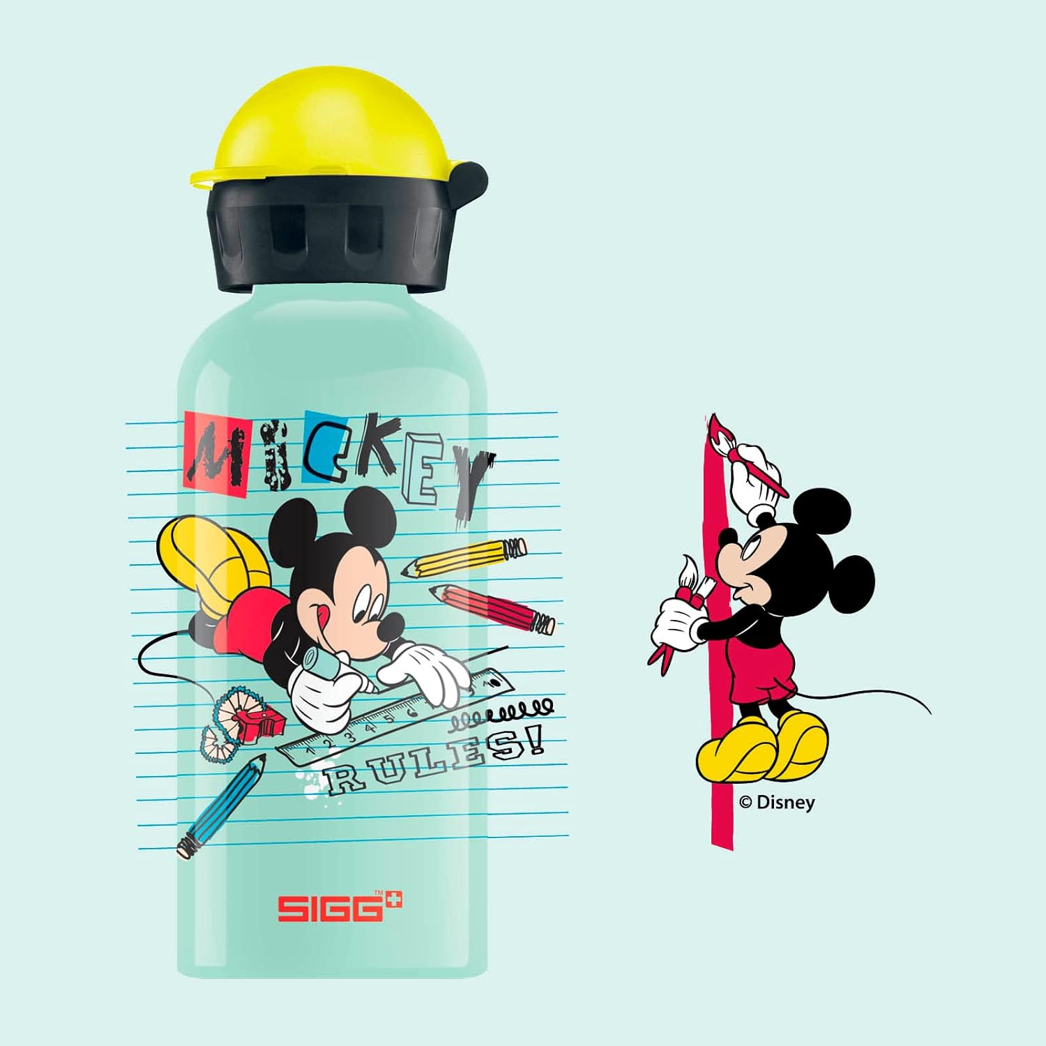 SIGG - Aluminium Kids Water Bottle - KBT - Leakproof - Lightweight - BPA Free - Climate Neutral Certified - 0.4L Mickey School