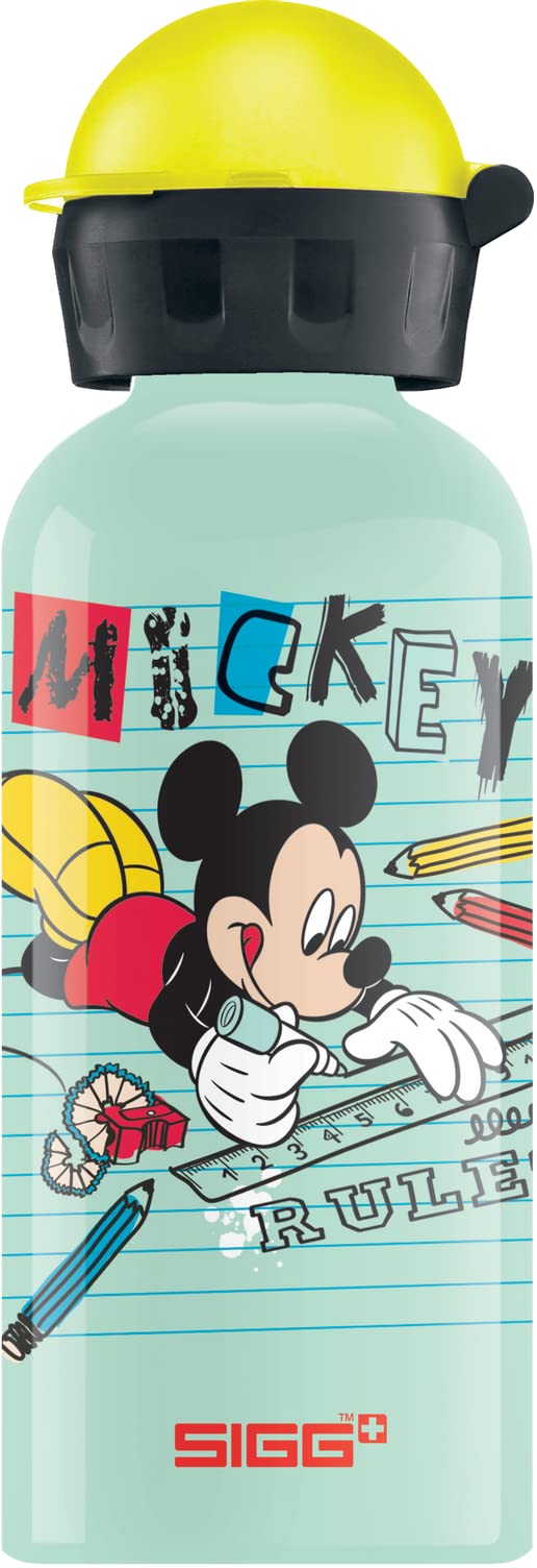 SIGG - Aluminium Kids Water Bottle - KBT - Leakproof - Lightweight - BPA Free - Climate Neutral Certified - 0.4L Mickey School