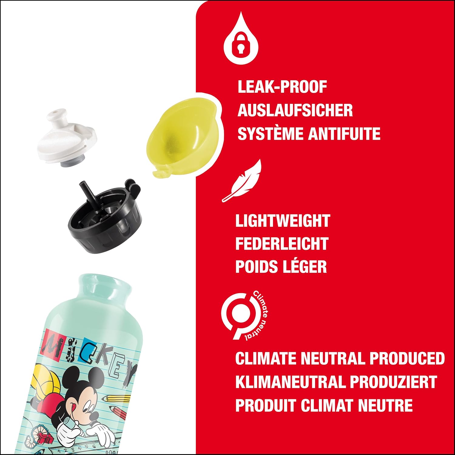 SIGG - Aluminium Kids Water Bottle - KBT - Leakproof - Lightweight - BPA Free - Climate Neutral Certified - 0.4L Mickey School