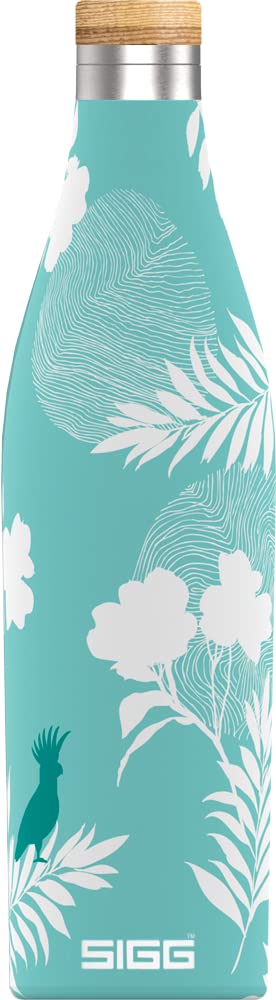 SIGG - Insulated Water Bottle - Meridian - Leakproof - Extra Slim - BPA Free - Plastic Free - Double Walled 18/8 Stainless Steel - Bamboo Screw Top - Glacier - 0.5 L