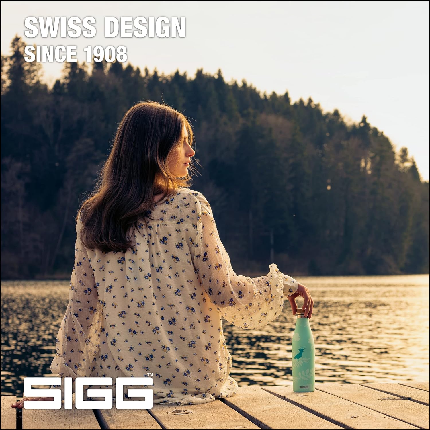 SIGG - Insulated Water Bottle - Meridian - Leakproof - Extra Slim - BPA Free - Plastic Free - Double Walled 18/8 Stainless Steel - Bamboo Screw Top - Glacier - 0.5 L