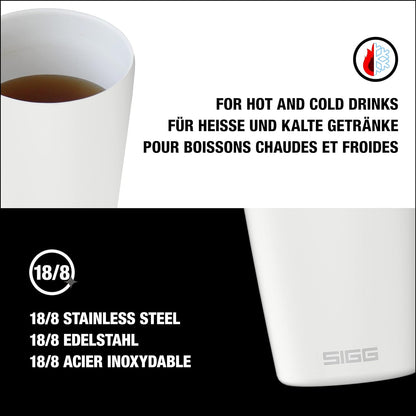 SIGG - Coffee Travel Mug Neso Pure Ceram - With Tritan Lid - Dishwasher Safe - Lightweight - BPA Free - 18/8 Stainless Steel - White