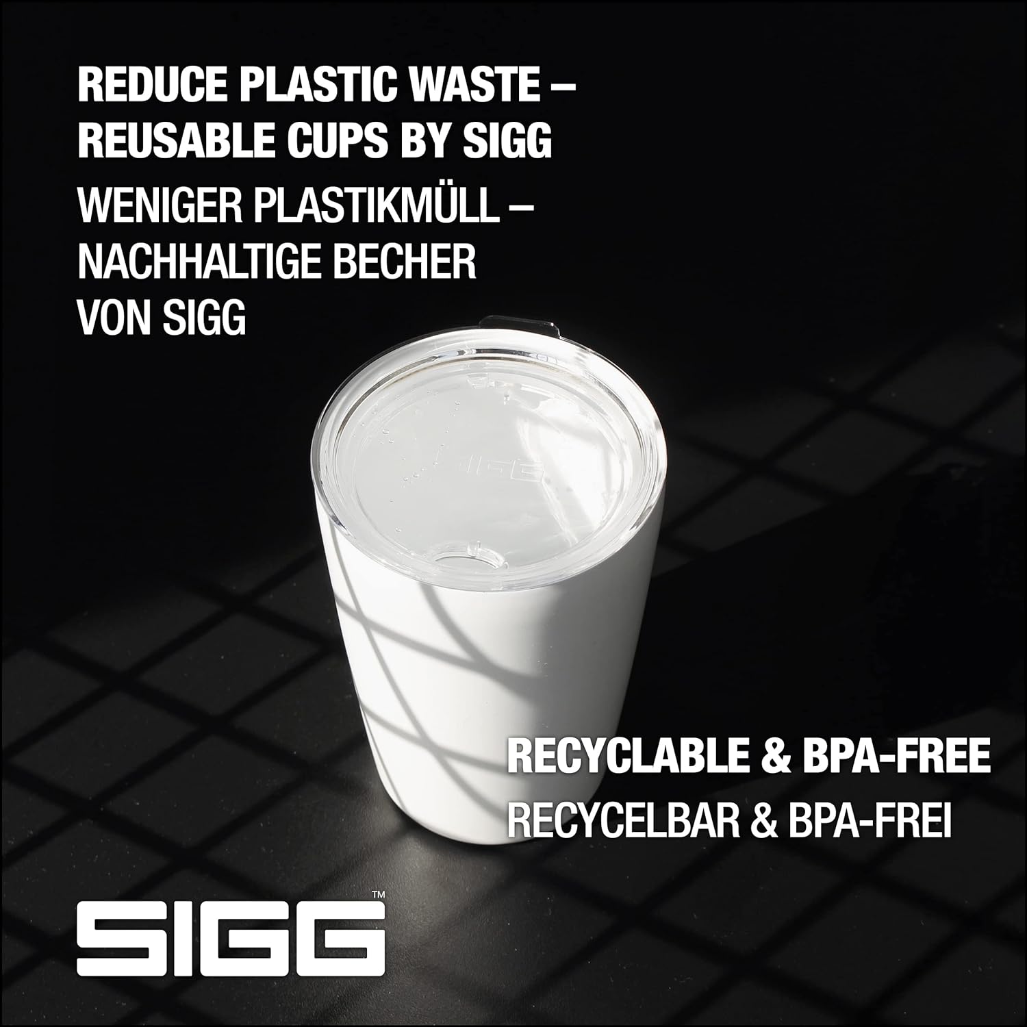 SIGG - Coffee Travel Mug Neso Pure Ceram - With Tritan Lid - Dishwasher Safe - Lightweight - BPA Free - 18/8 Stainless Steel - White
