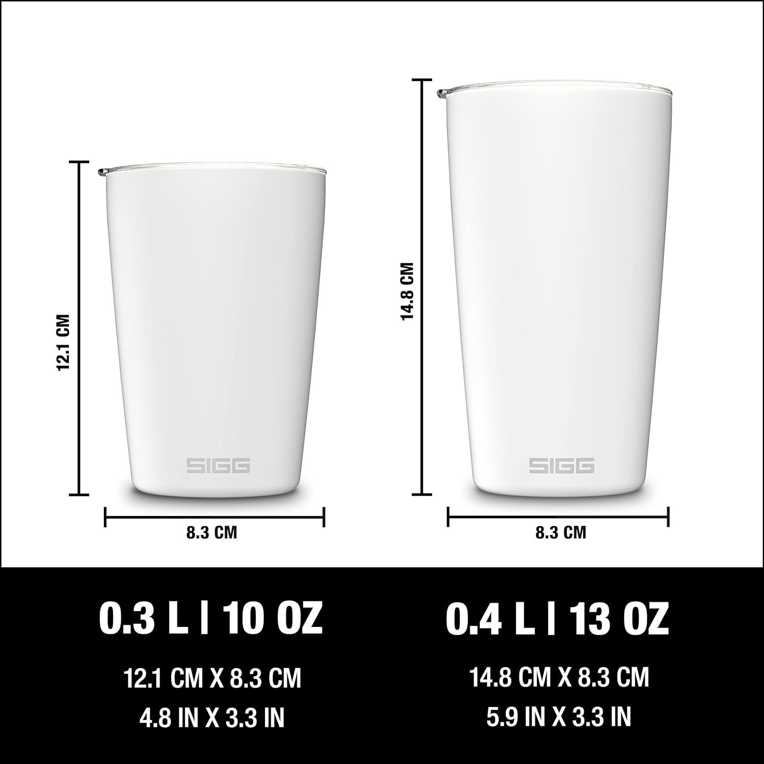 SIGG - Coffee Travel Mug Neso Pure Ceram - With Tritan Lid - Dishwasher Safe - Lightweight - BPA Free - 18/8 Stainless Steel - White