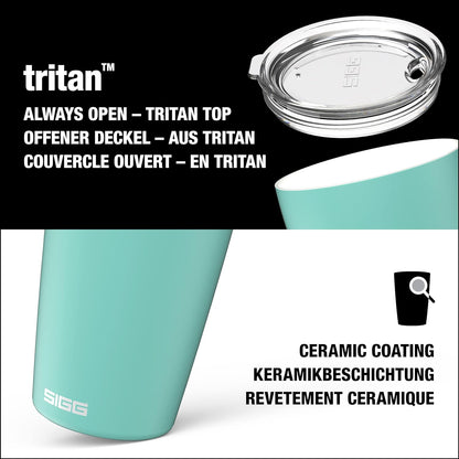 SIGG - Coffee Travel Mug Neso Pure Ceram - With Tritan Lid - Dishwasher Safe - Lightweight - BPA Free - 18/8 Stainless Steel - Glacier - 0.3 L Glacier 0.3 L