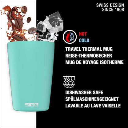 SIGG - Coffee Travel Mug Neso Pure Ceram - With Tritan Lid - Dishwasher Safe - Lightweight - BPA Free - 18/8 Stainless Steel - Glacier - 0.3 L Glacier 0.3 L
