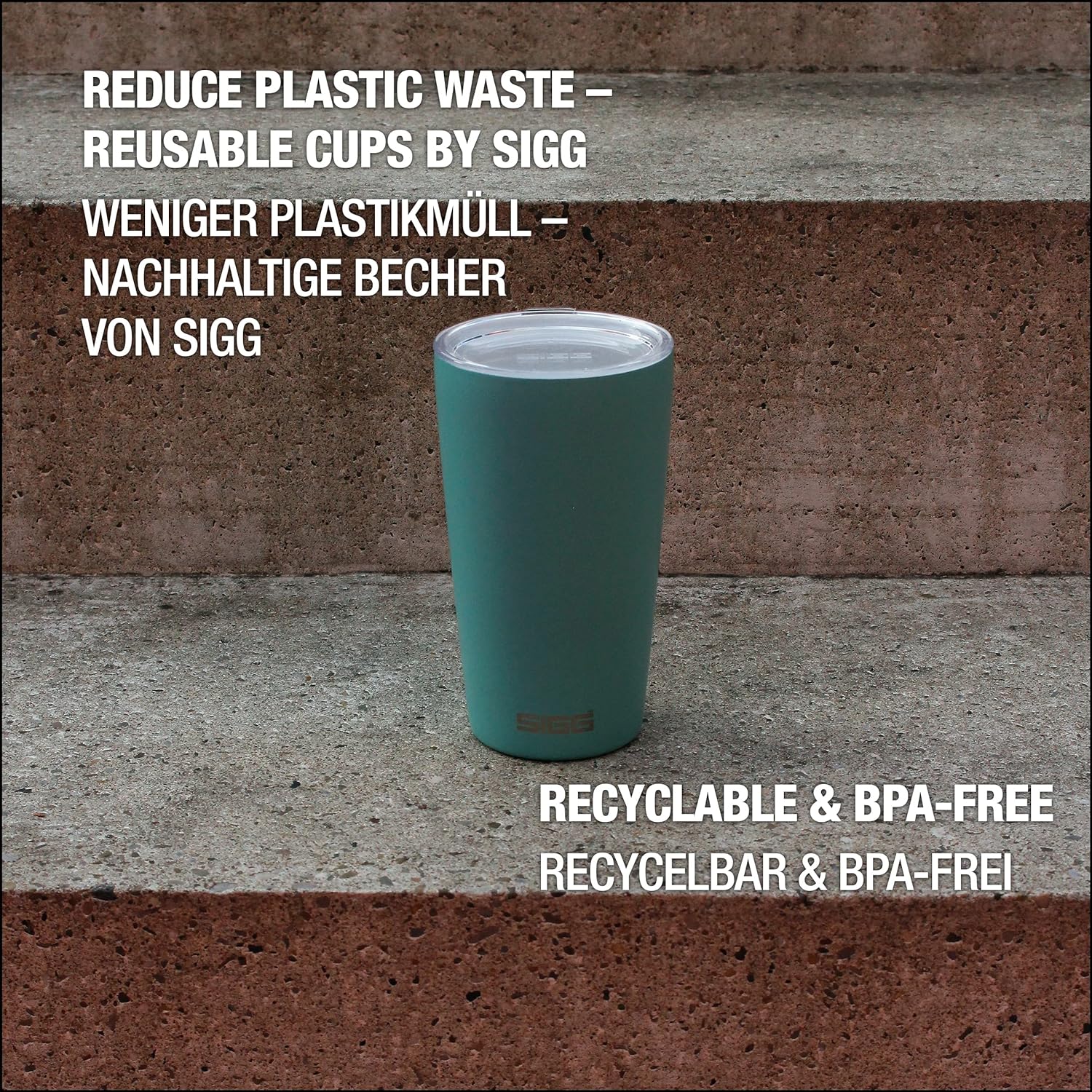 SIGG - Coffee Travel Mug Neso Pure Ceram - With Tritan Lid - Dishwasher Safe - Lightweight - BPA Free - 18/8 Stainless Steel - Glacier - 0.3 L Glacier 0.3 L