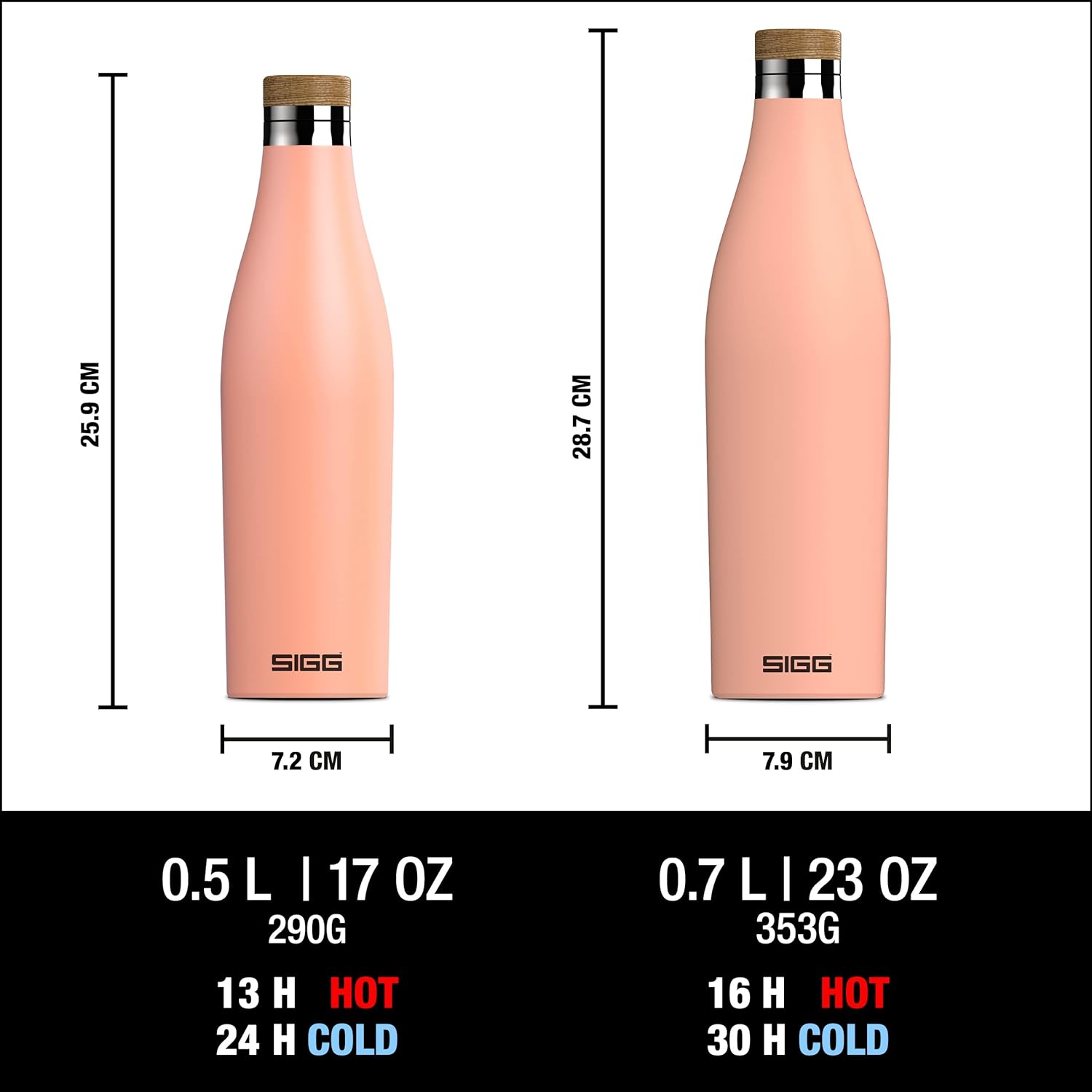 SIGG Meridian Shy Pink drinking bottle (0.5 L), pollutant-free and leak-proof water bottle made of stainless steel, double-wall insulated bottle for cold and hot drinks