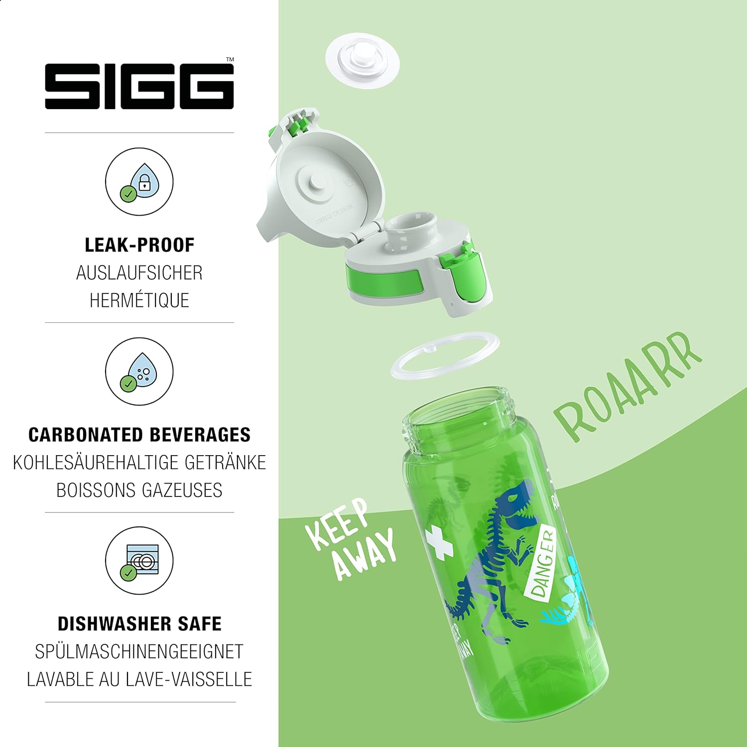 Sigg - Kids - Viva One - Suitable For Carbonated Beverages - Leakproof - Dishwasher Safe - BPA Free - Sports & Bike - 0.5L