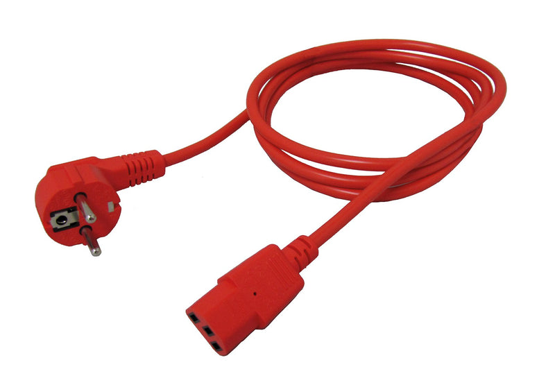 ROLINE Power Cable I Earthing Contact to IEC 320-C13 Socket I Extension Cable Cold Devices I Red 1.8 m