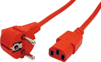 ROLINE Power Cable I Earthing Contact to IEC 320-C13 Socket I Extension Cable Cold Devices I Red 1.8 m