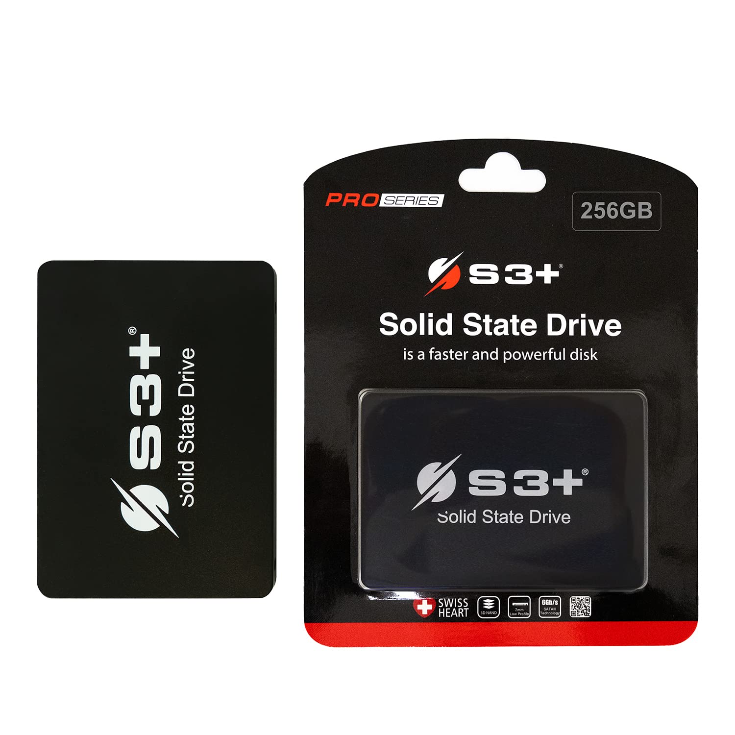 S3+ Full Capacity SSD 256 GB SATA III PRO Series | Internal Solid State Disk 2.5 inch 6 GBit/s SSD | Internal SATA Solid State Drive for PC and Laptops from Home and Office | Read up to 550 MB/s 256GB