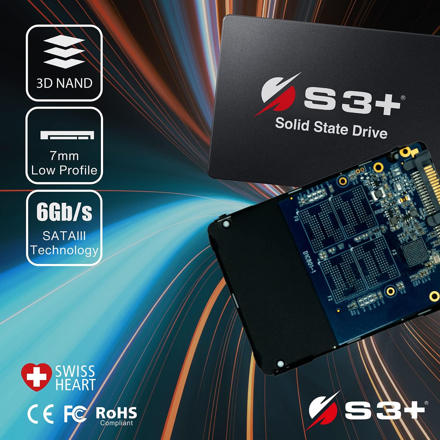 S3+ Full Capacity SSD 256 GB SATA III PRO Series | Internal Solid State Disk 2.5 inch 6 GBit/s SSD | Internal SATA Solid State Drive for PC and Laptops from Home and Office | Read up to 550 MB/s 256GB