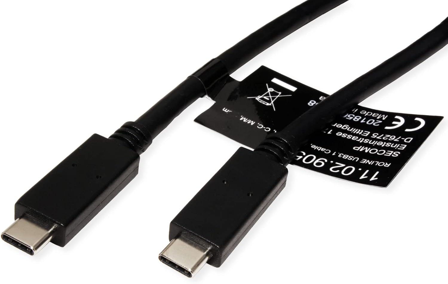 Roline USB 3.2 Gen 2 Cable with PD 20V5A Emark C-C ST/ST Black 1 m