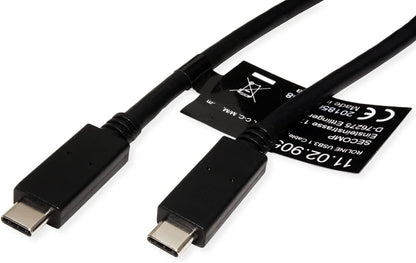 Roline USB 3.2 Gen 2 Cable with PD 20V5A Emark C-C ST/ST Black 1 m